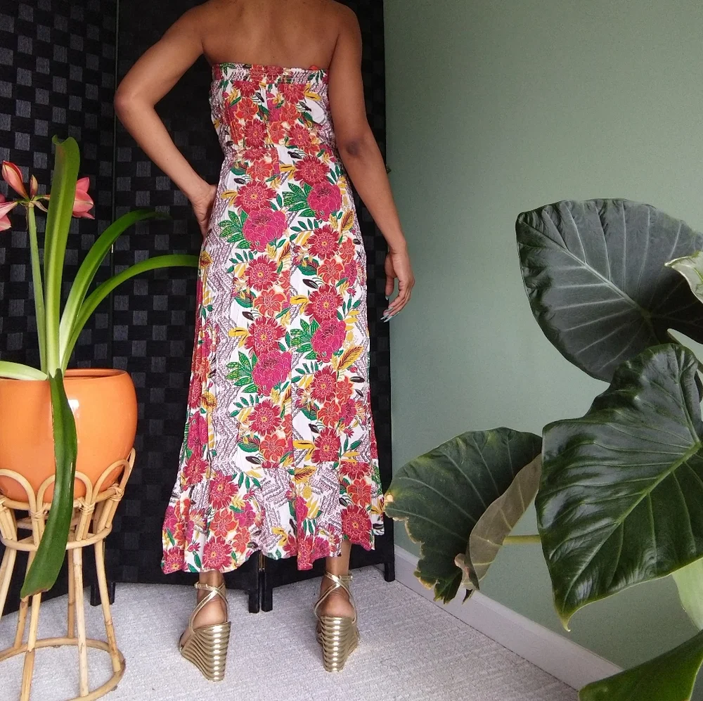Women's Xhiliration tropical printed sleeveless dress - Picture 3 of 8